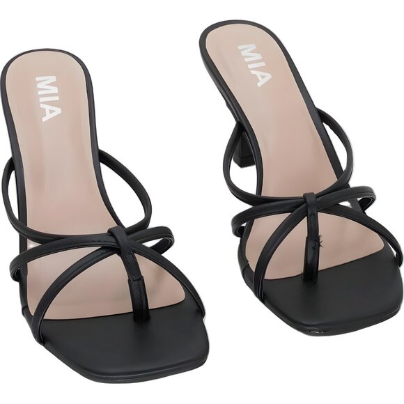 MIA Sybel Strappy Stiletto Heel Mule Sandals Black US 7M - Picture 1 of 6
